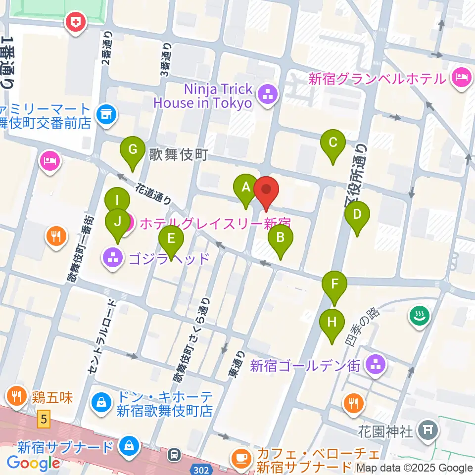 新宿club SCIENCE周辺のコンビニエンスストア一覧地図