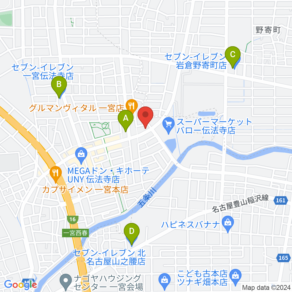 一宮Denpo-G Studio周辺のコンビニエンスストア一覧地図