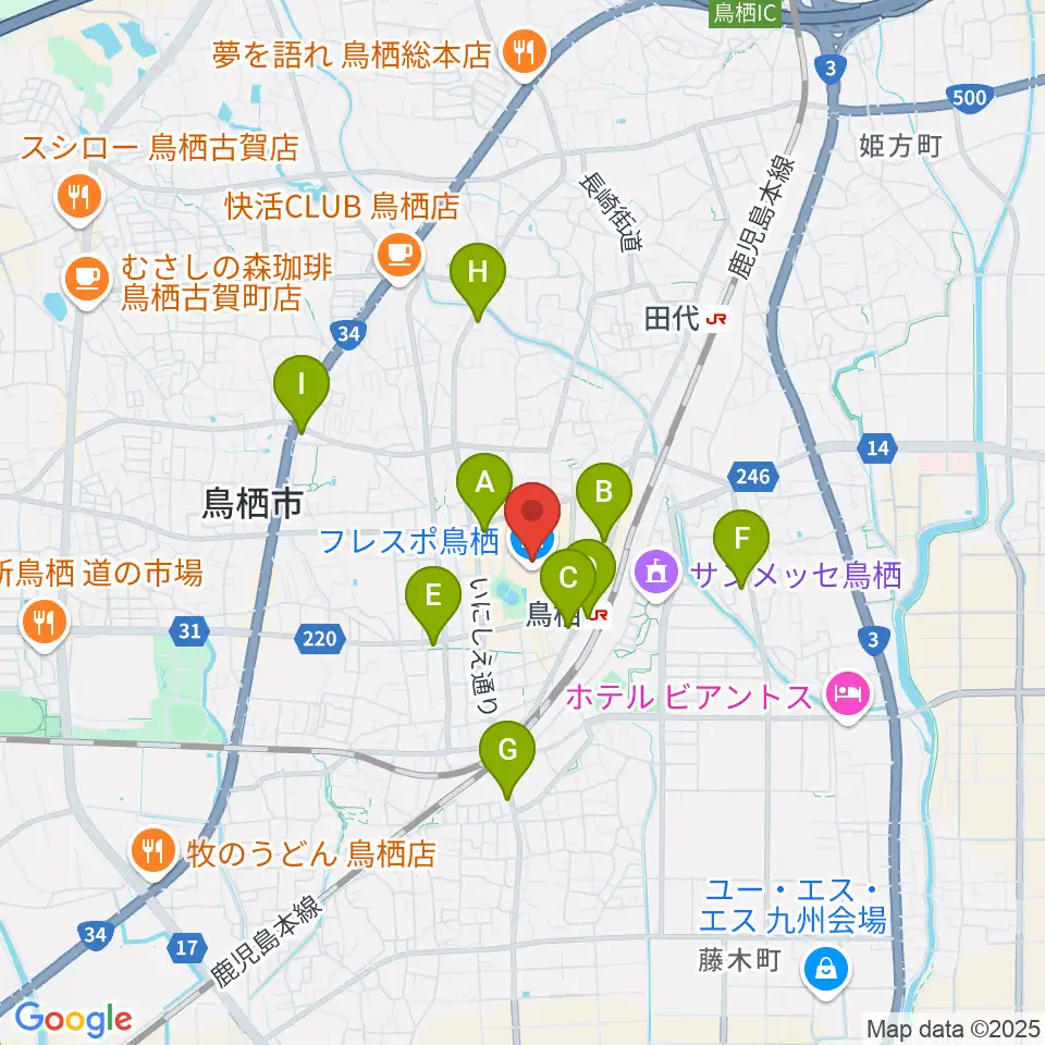 小川楽器 鳥栖店周辺のコンビニエンスストア一覧地図
