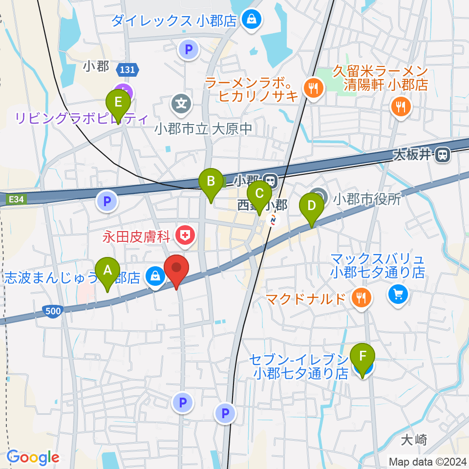 小川楽器 小郡店周辺のコンビニエンスストア一覧地図