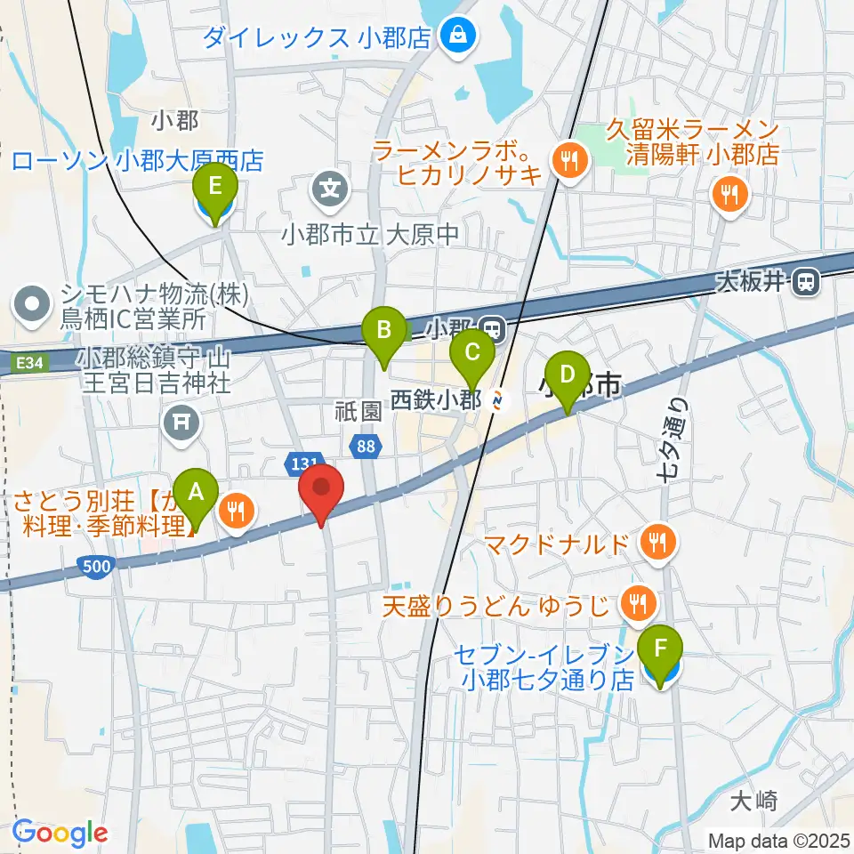 小川楽器 小郡店周辺のコンビニエンスストア一覧地図