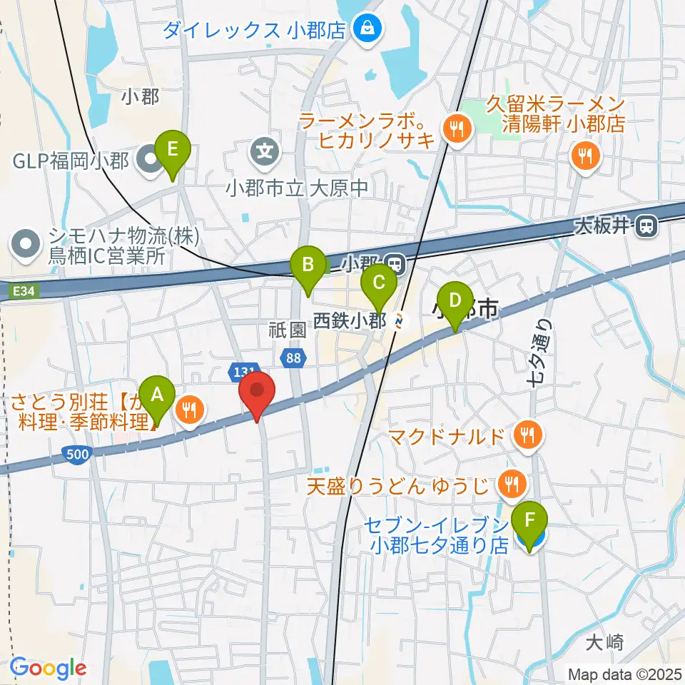 小川楽器 小郡店周辺のコンビニエンスストア一覧地図