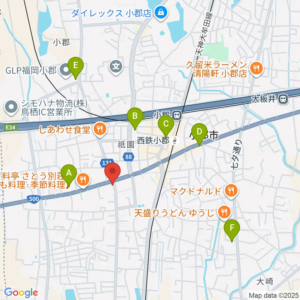 小川楽器 小郡店周辺のコンビニエンスストア一覧地図