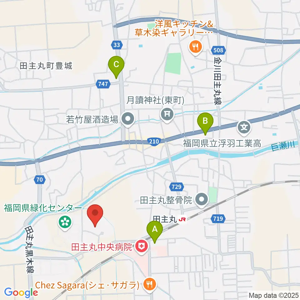田主丸複合文化施設そよ風ホール周辺のコンビニエンスストア一覧地図