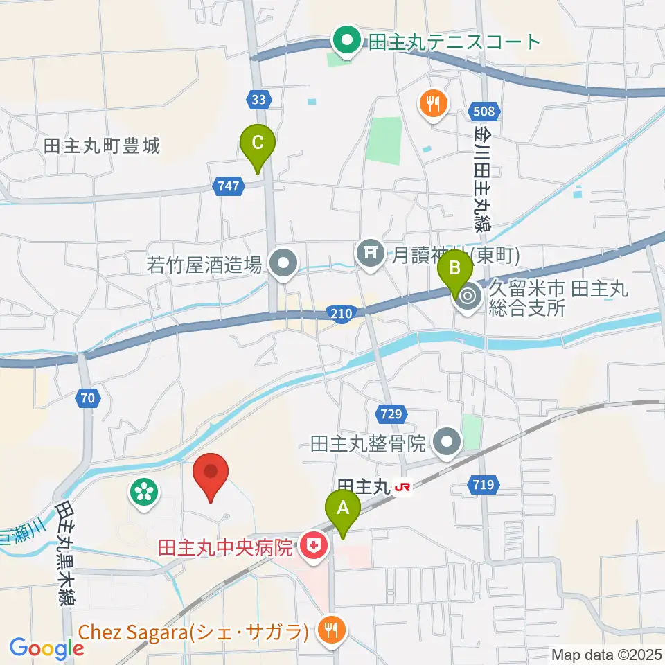 田主丸複合文化施設そよ風ホール周辺のコンビニエンスストア一覧地図