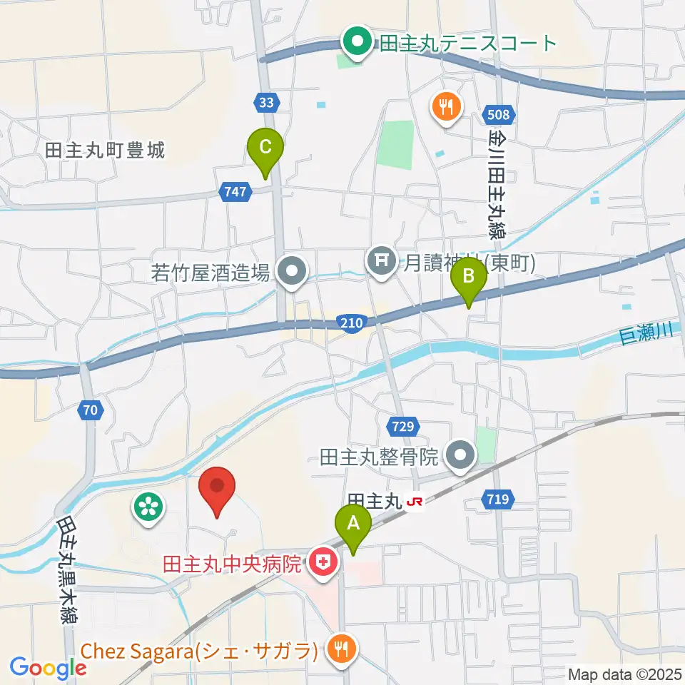 田主丸複合文化施設そよ風ホール周辺のコンビニエンスストア一覧地図