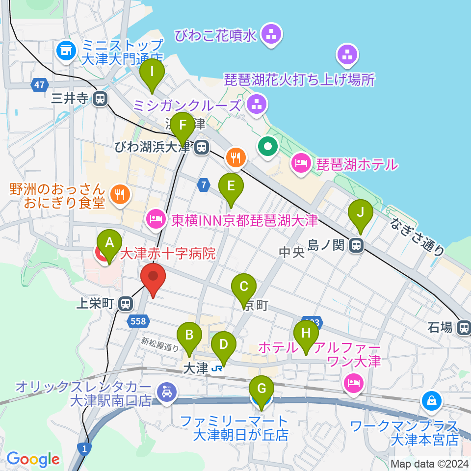 奏美ホール 防音練習室周辺のコンビニエンスストア一覧地図