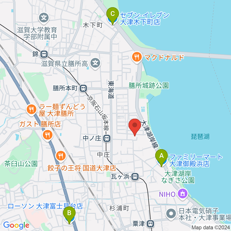 大津市フィガロホール周辺のコンビニエンスストア一覧地図