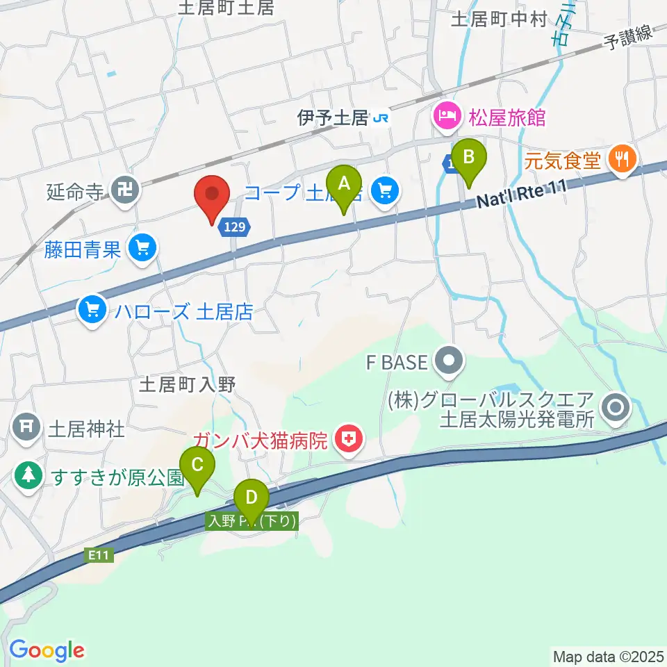 土居文化会館ユーホール周辺のコンビニエンスストア一覧地図