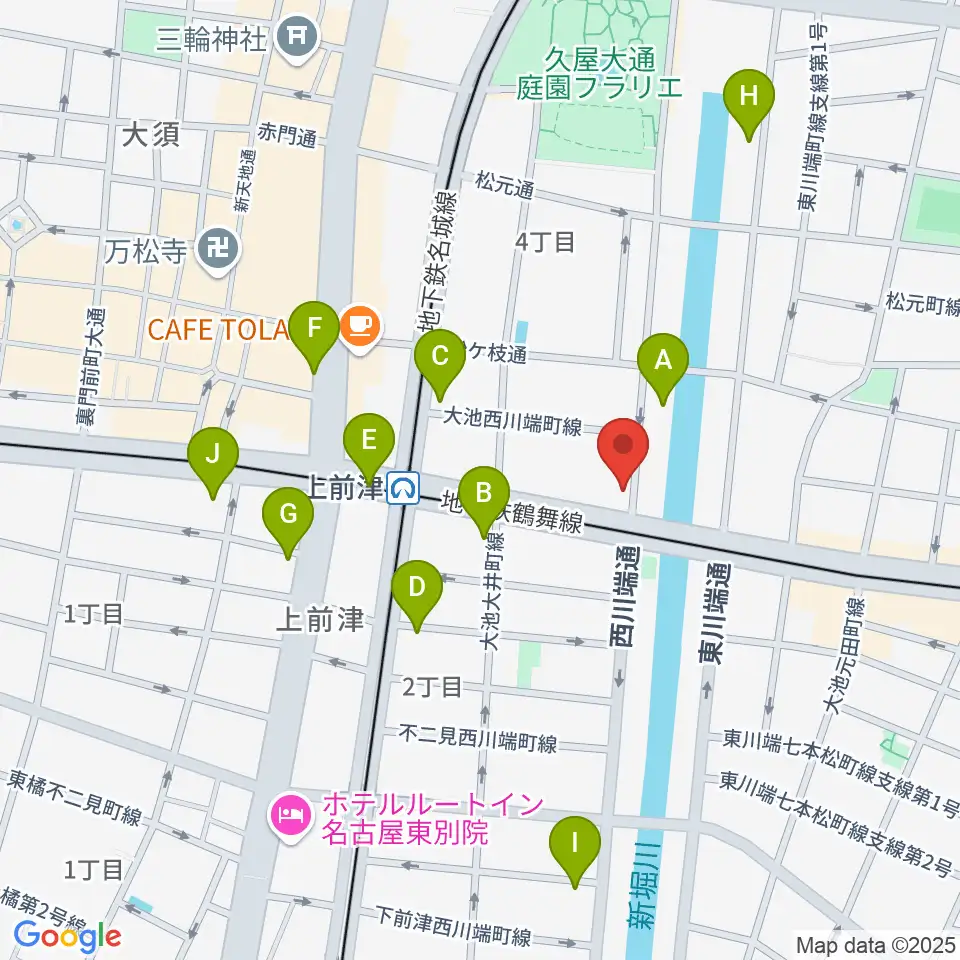 名古屋大須OYS周辺のコンビニエンスストア一覧地図