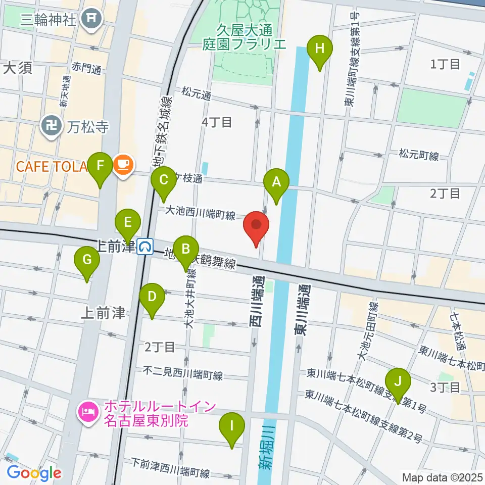 名古屋大須OYS周辺のコンビニエンスストア一覧地図