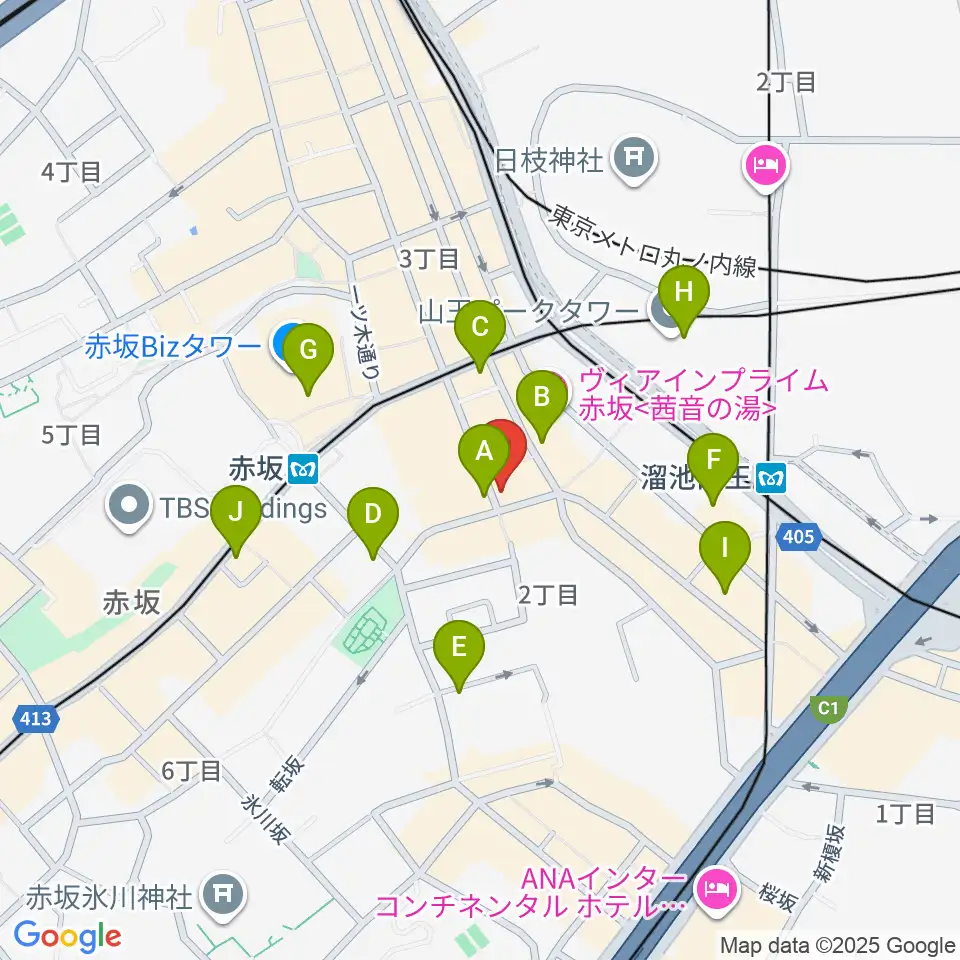 ヴァーチュオーゾ赤坂周辺のコンビニエンスストア一覧地図