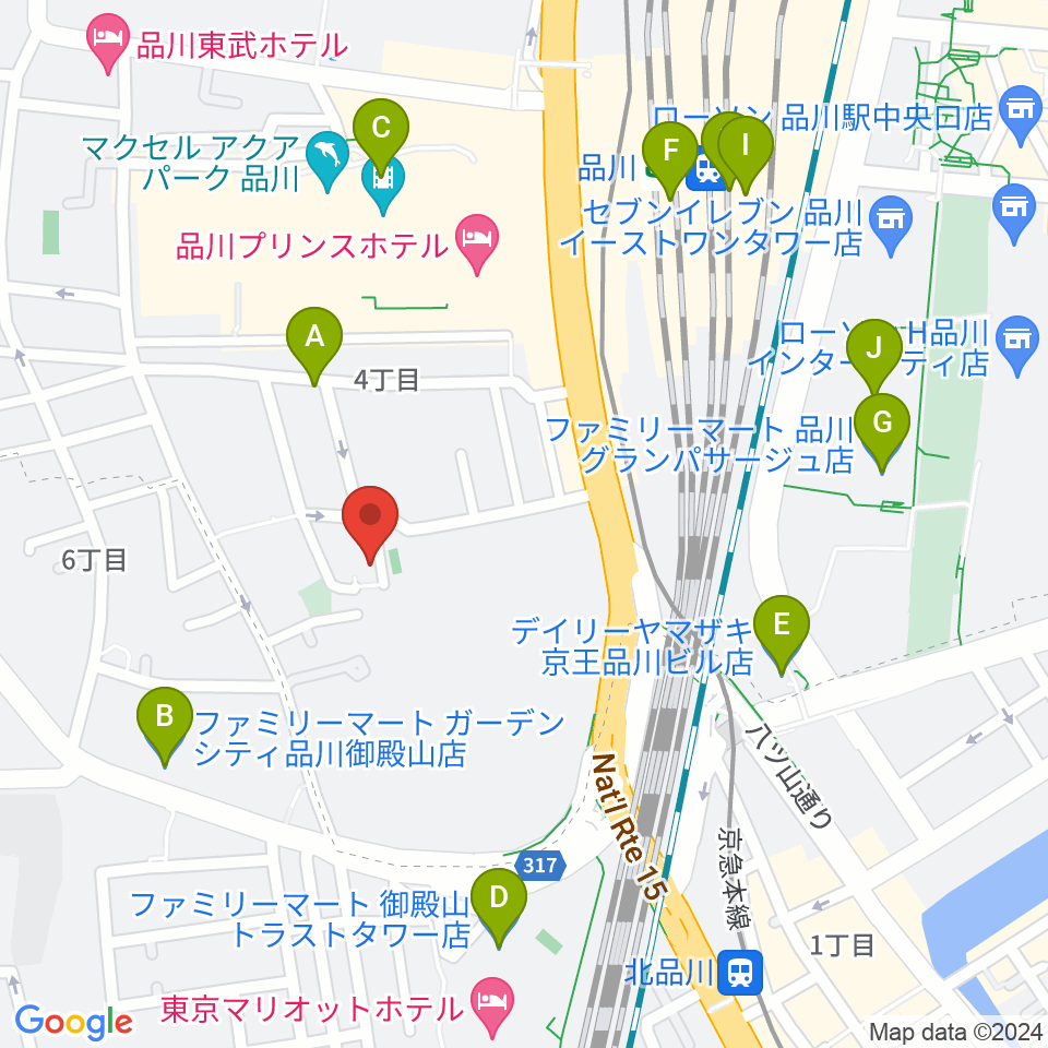 高輪プリンセスガルテン アンビエンテ/アンディムジーク周辺のコンビニエンスストア一覧地図