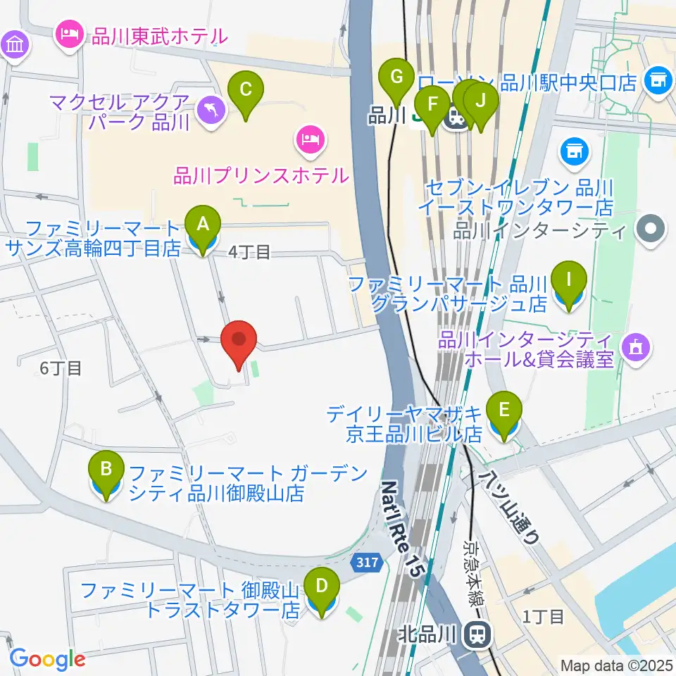 高輪プリンセスガルテン アンビエンテ/アンディムジーク周辺のコンビニエンスストア一覧地図