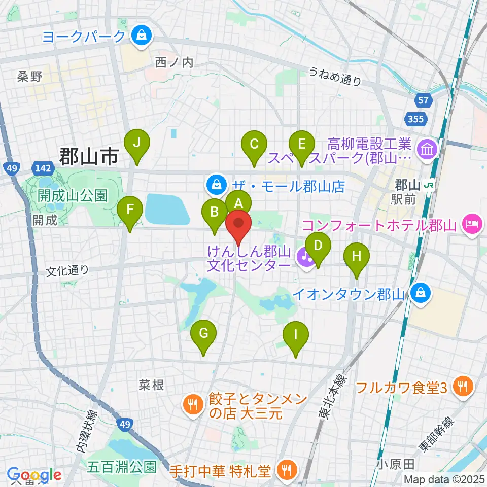 郡山市郡山公会堂周辺のコンビニエンスストア一覧地図