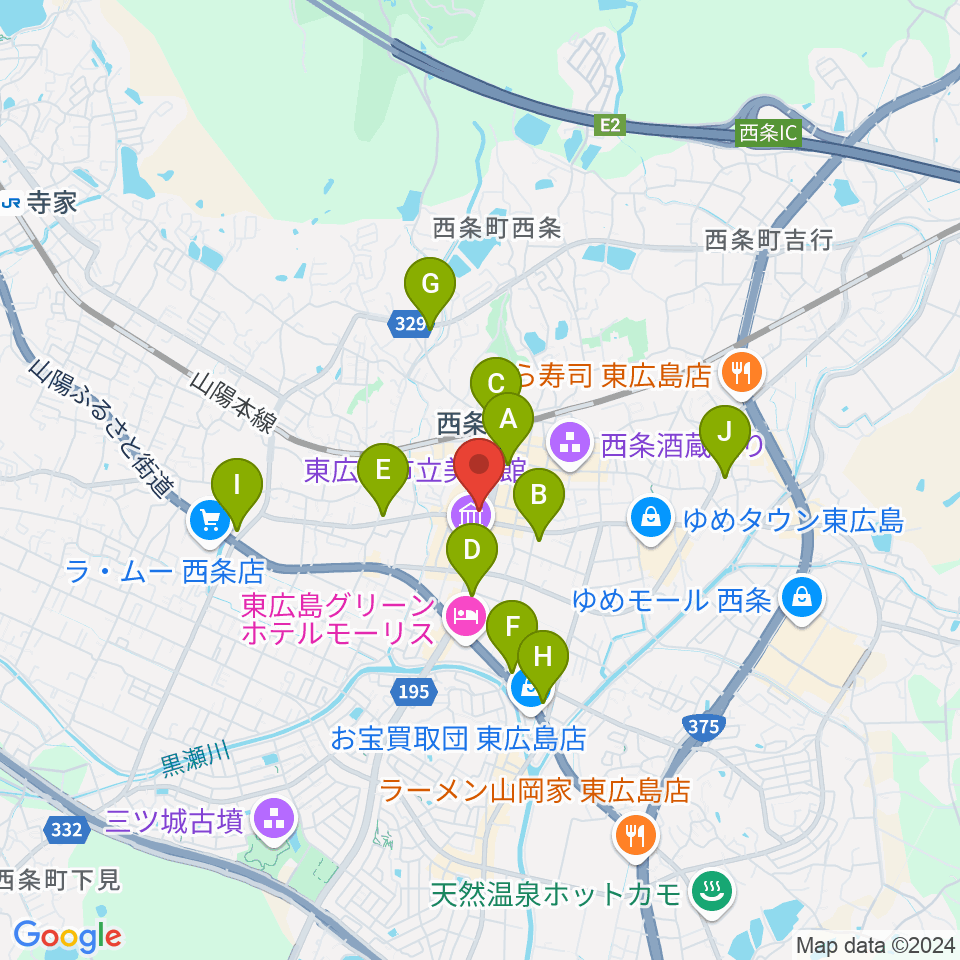 東広島芸術文化ホールくらら周辺のコンビニエンスストア一覧地図