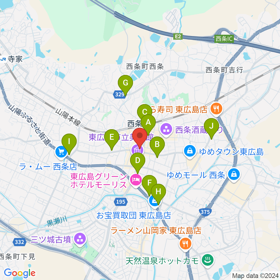 東広島芸術文化ホールくらら周辺のコンビニエンスストア一覧地図