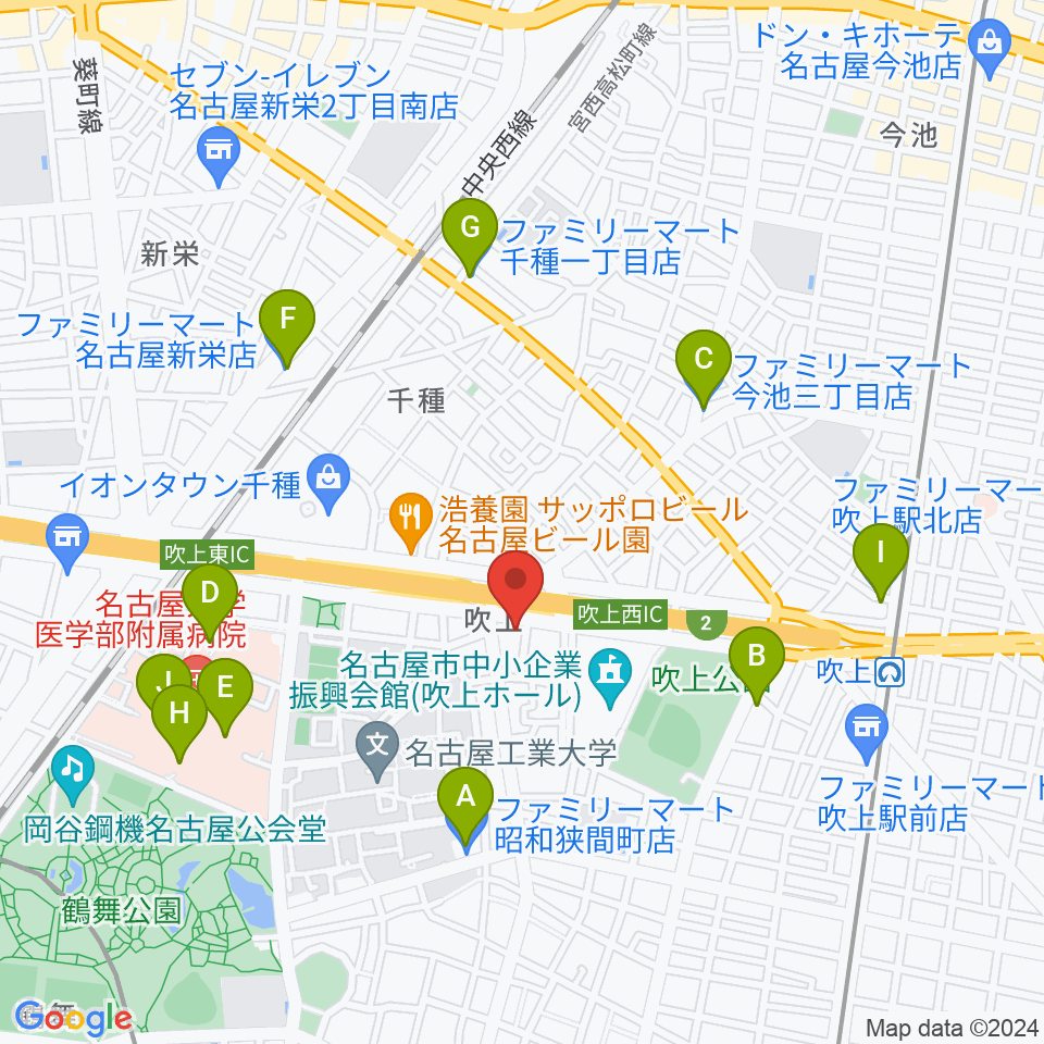 cafe concert エルム周辺のコンビニエンスストア一覧地図
