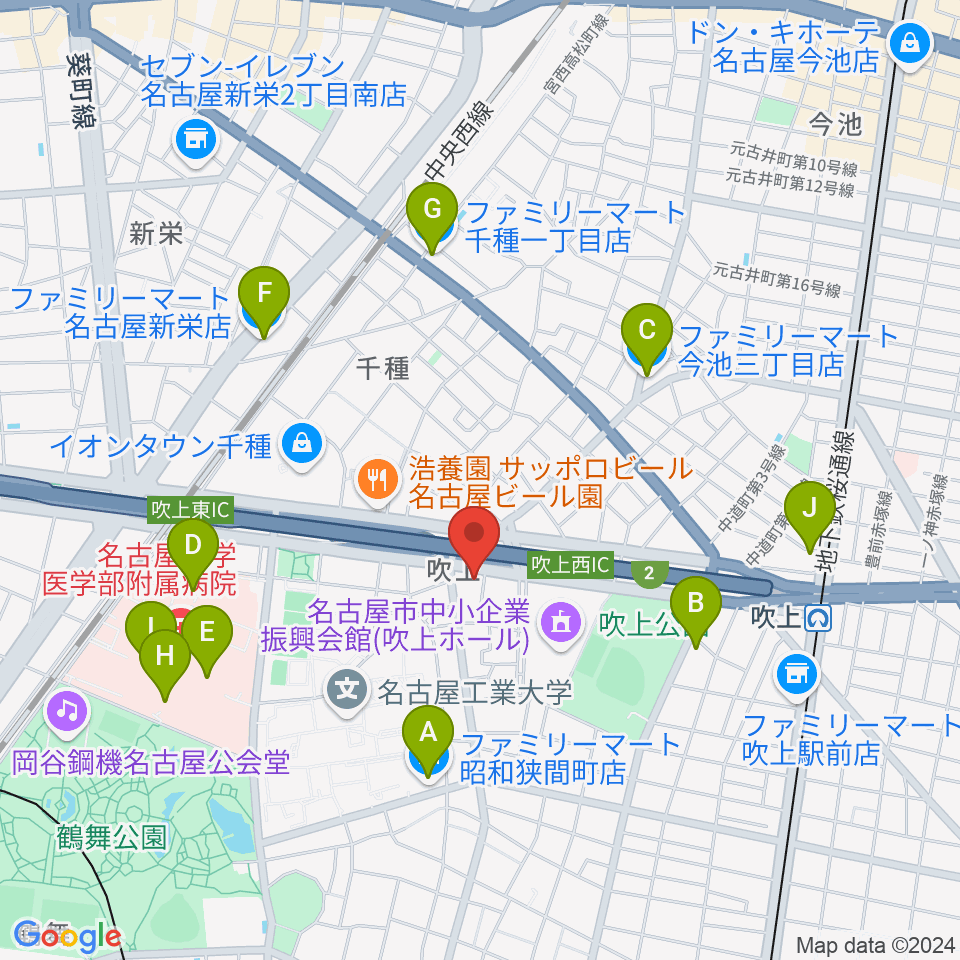 cafe concert エルム周辺のコンビニエンスストア一覧地図