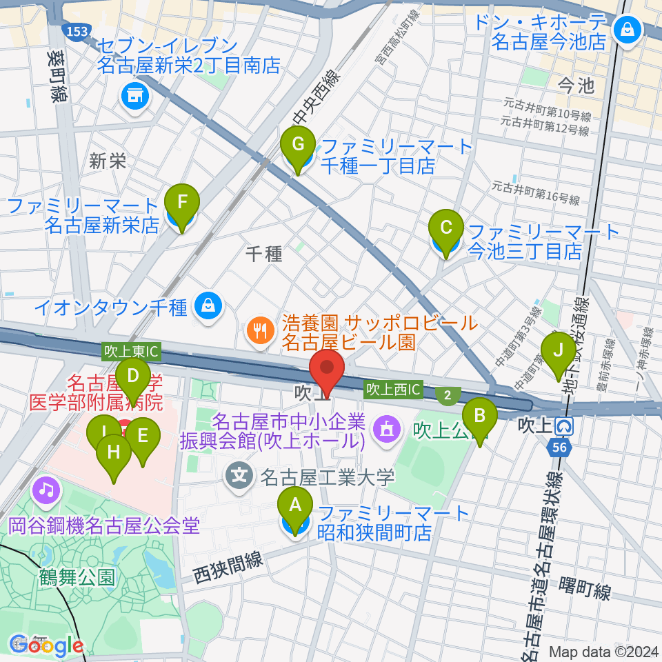 cafe concert エルム周辺のコンビニエンスストア一覧地図