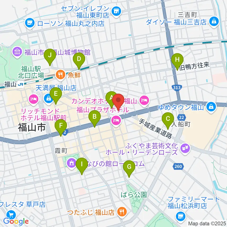 福山ガンズ周辺のコンビニエンスストア一覧地図