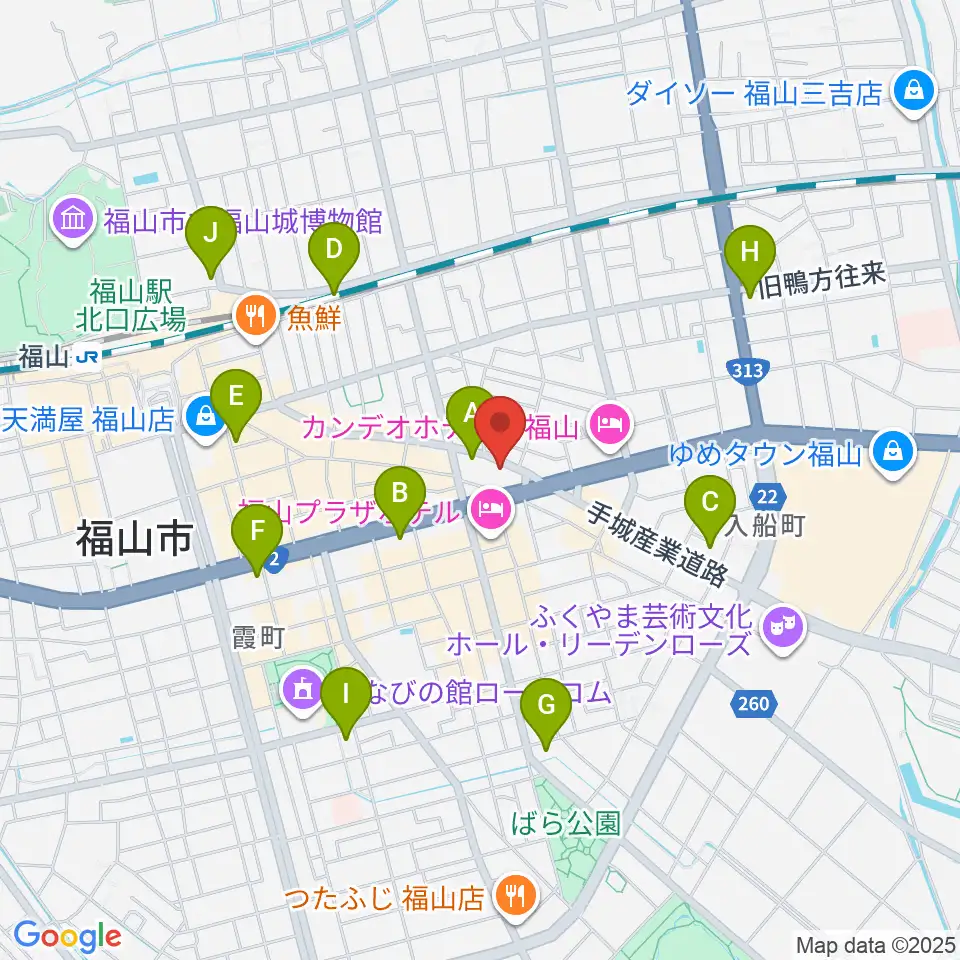 福山ガンズ周辺のコンビニエンスストア一覧地図