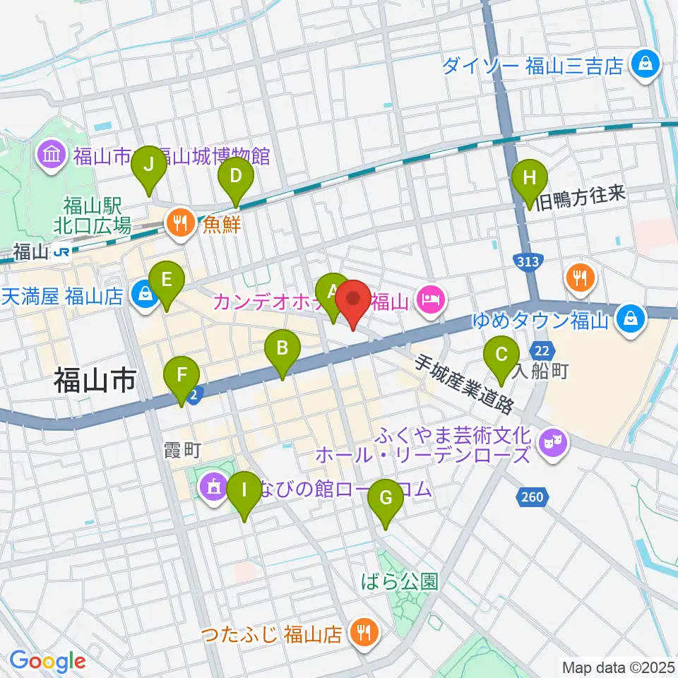 福山ガンズ周辺のコンビニエンスストア一覧地図