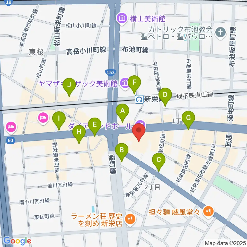 名古屋ダイアモンドホール周辺のコンビニエンスストア一覧地図
