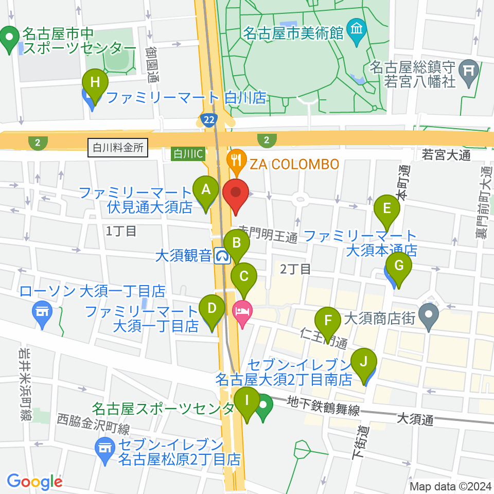 名古屋エレクトリックレディランド周辺のコンビニエンスストア一覧地図