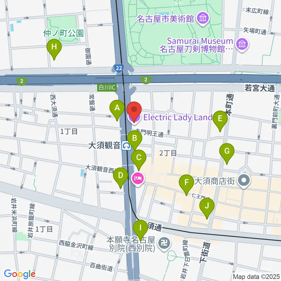 名古屋エレクトリックレディランド周辺のコンビニエンスストア一覧地図