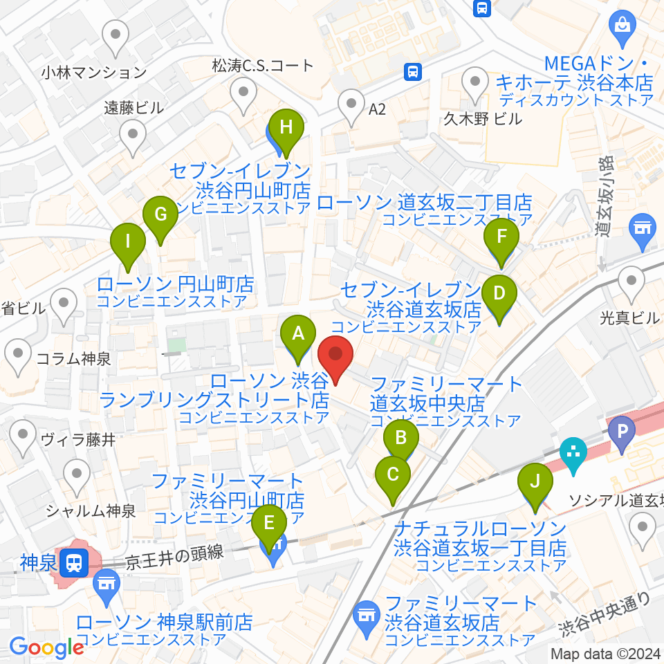 渋谷DESEO mini周辺のコンビニエンスストア一覧地図