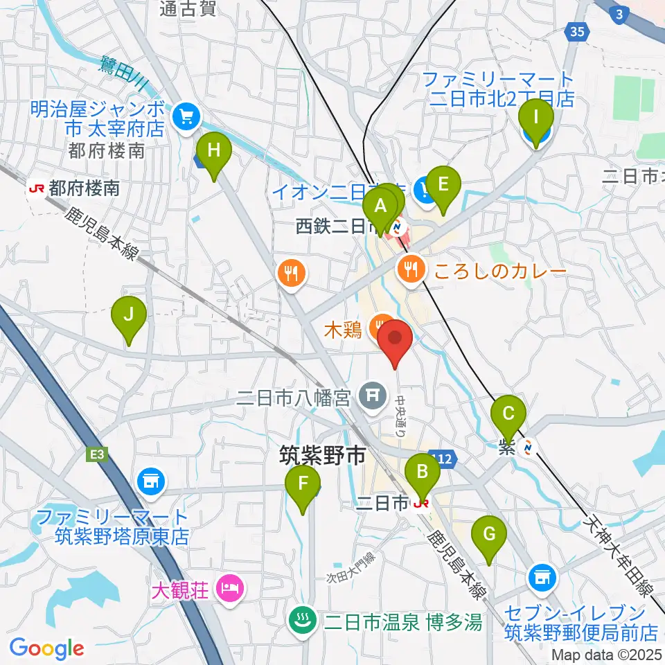 二日市ムーヴメント周辺のコンビニエンスストア一覧地図