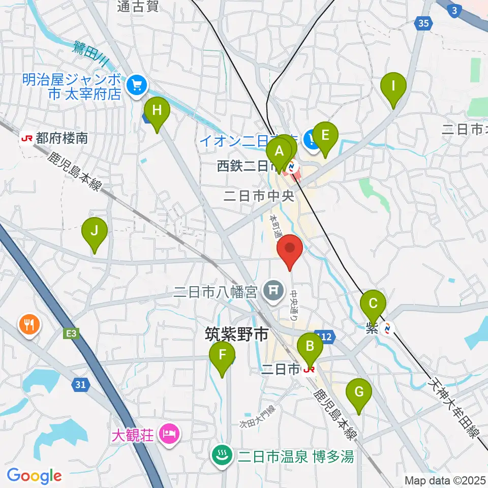 二日市ムーヴメント周辺のコンビニエンスストア一覧地図