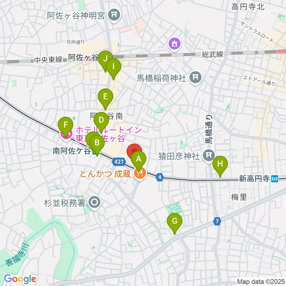 ニュースター楽器 阿佐ヶ谷センター周辺のコンビニエンスストア一覧地図