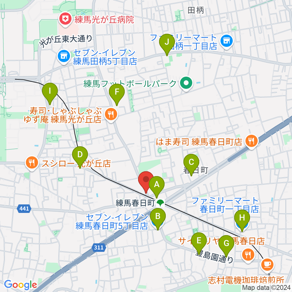 春日町LADY DAY周辺のコンビニエンスストア一覧地図