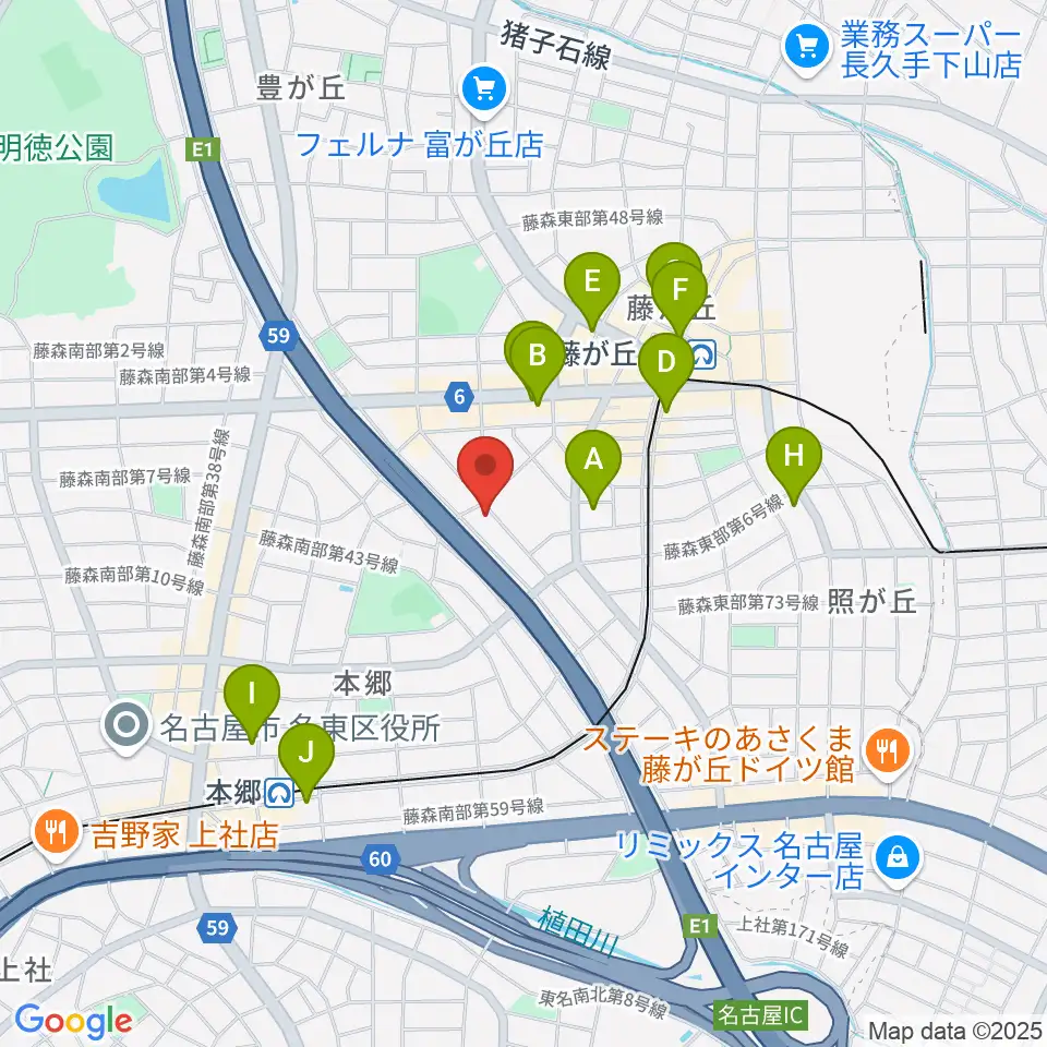 名古屋ミュージックファーム周辺のコンビニエンスストア一覧地図