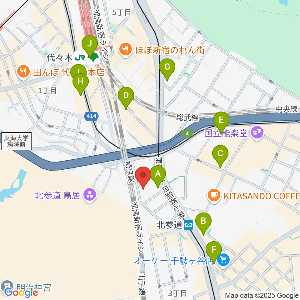 GRAPES北参道周辺のコンビニエンスストア一覧地図