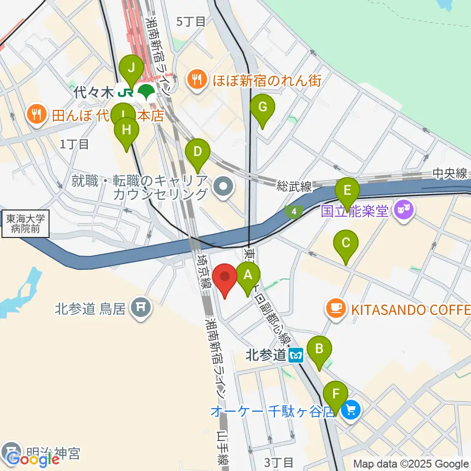 GRAPES北参道周辺のコンビニエンスストア一覧地図