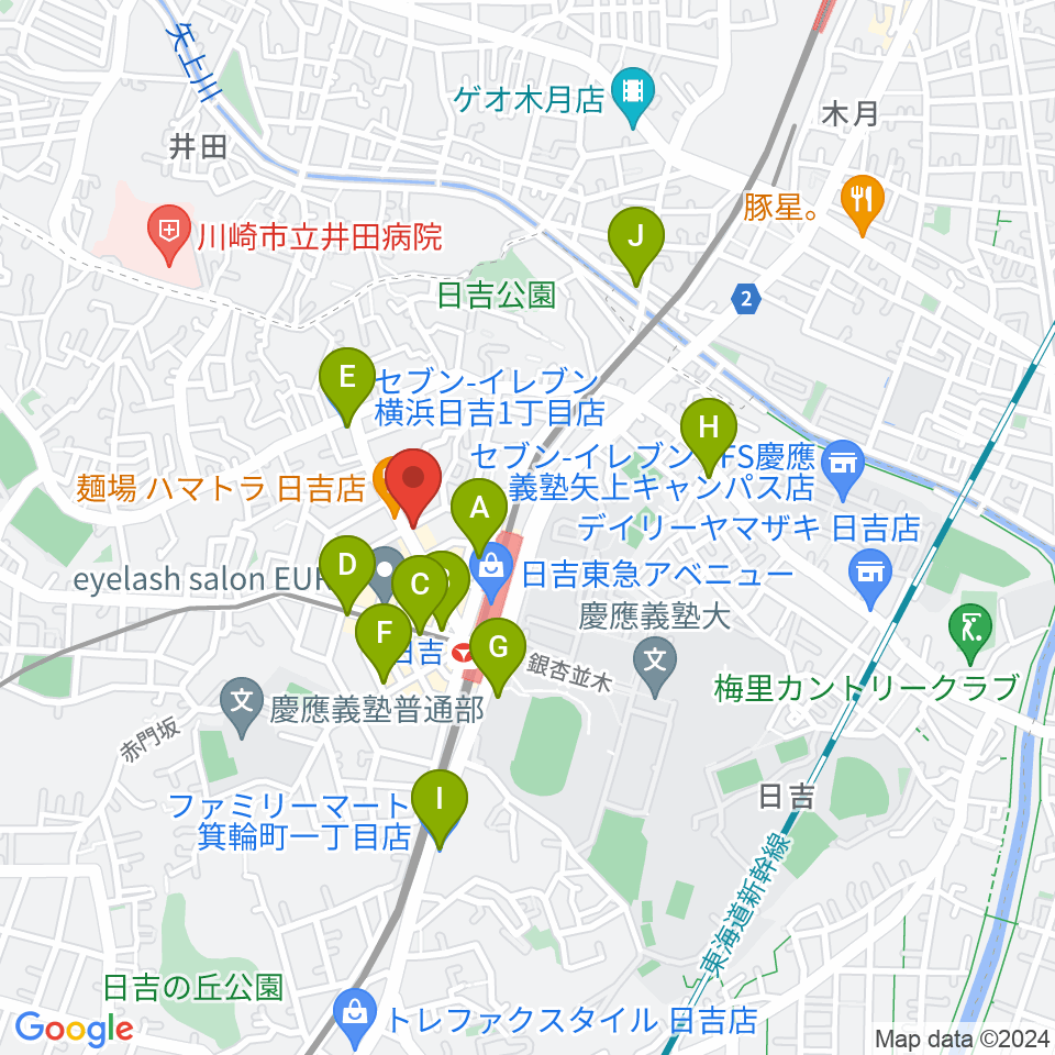 日吉Wonder Wall Yokohama周辺のコンビニエンスストア一覧地図