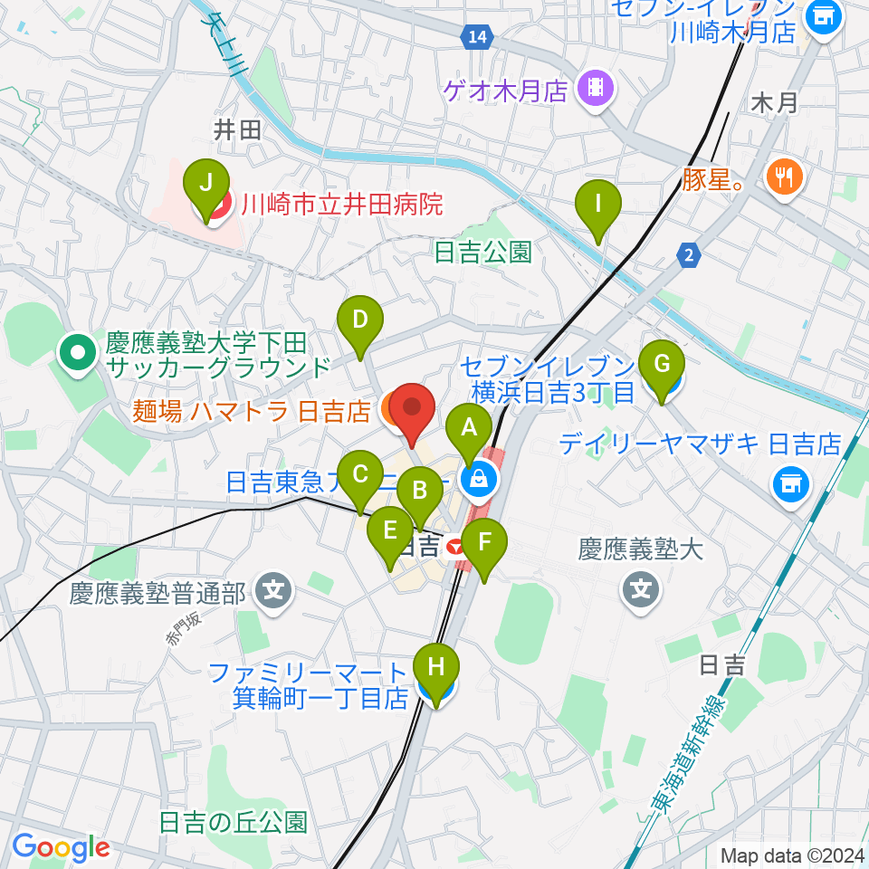 日吉ワンダーウォール周辺のコンビニエンスストア一覧地図