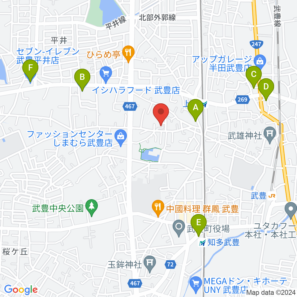 ガレージエス周辺のコンビニエンスストア一覧地図