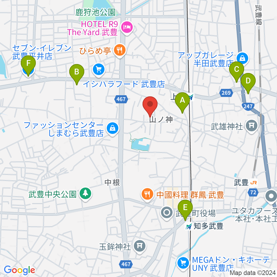 ガレージエス周辺のコンビニエンスストア一覧地図