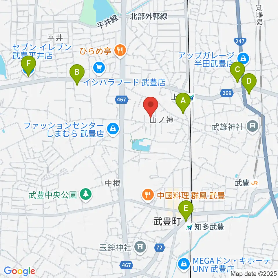 ガレージエス周辺のコンビニエンスストア一覧地図