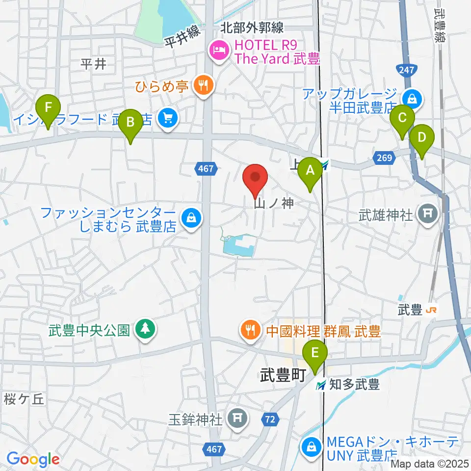 ガレージエス周辺のコンビニエンスストア一覧地図