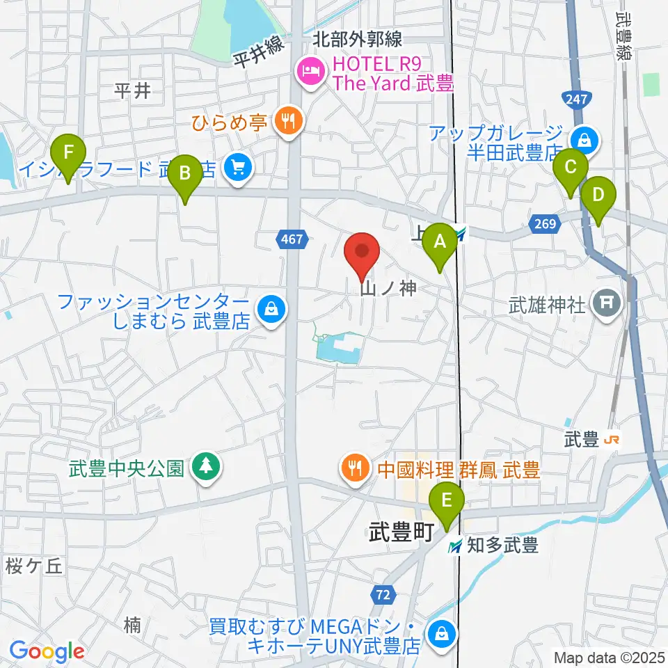 ガレージエス周辺のコンビニエンスストア一覧地図