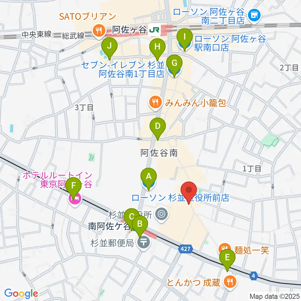 南阿佐ヶ谷ON THE ROOF plus周辺のコンビニエンスストア一覧地図