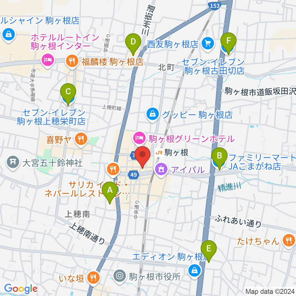 駒ヶ根NIRVASH周辺のコンビニエンスストア一覧地図