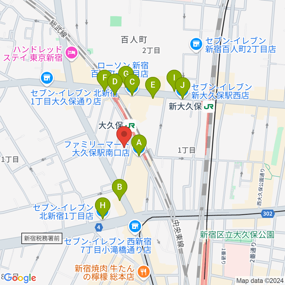 ジェットワン周辺のコンビニエンスストア一覧地図