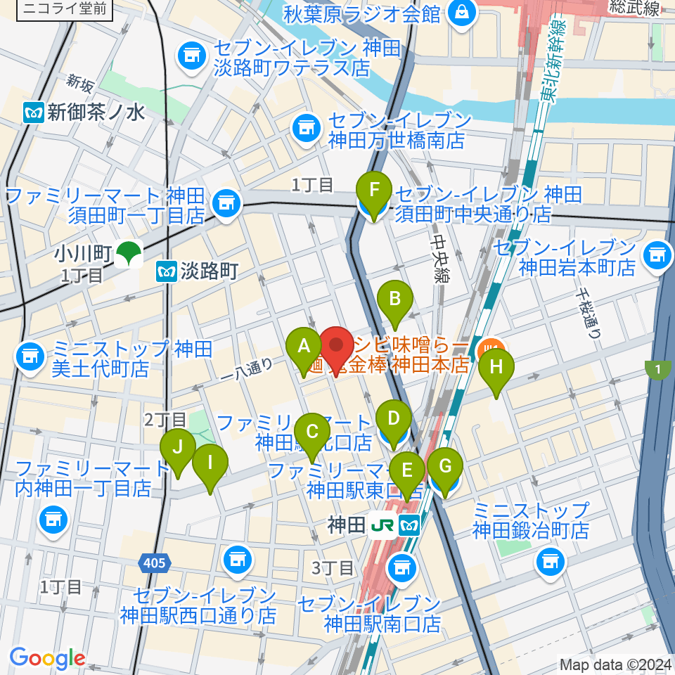 神田Jazz spot Step!周辺のコンビニエンスストア一覧地図