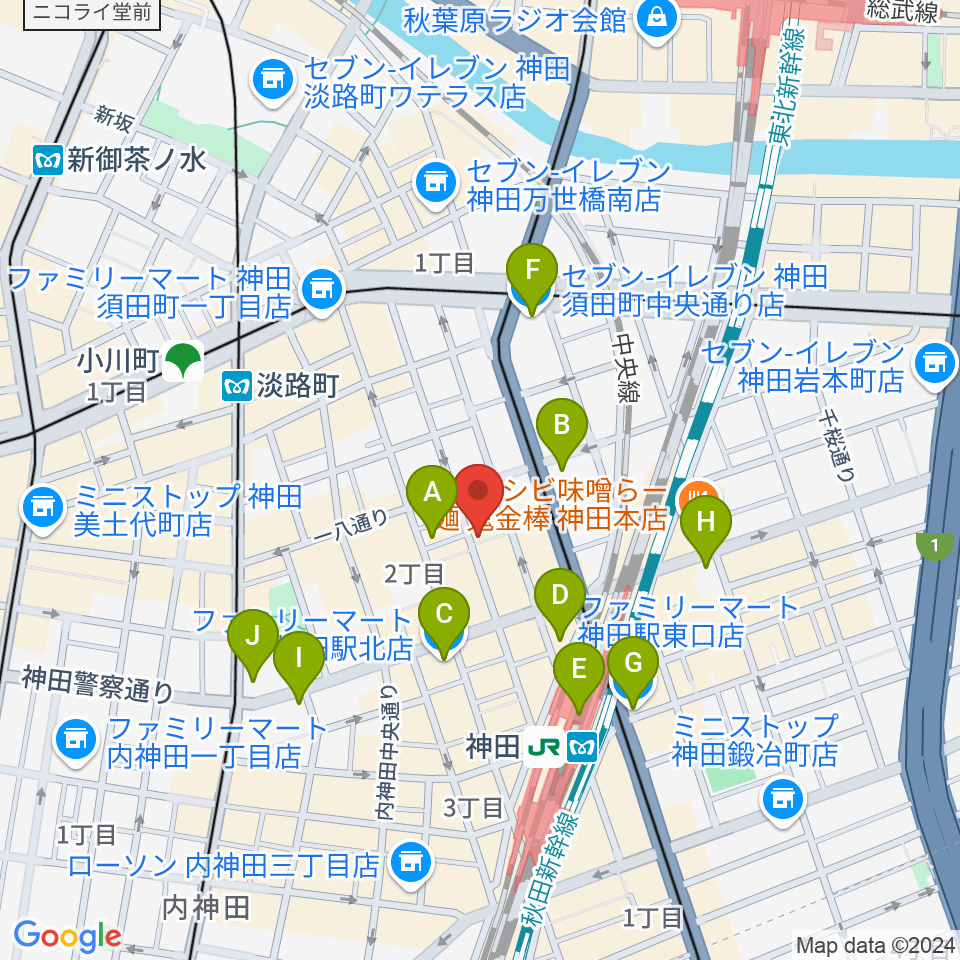 神田Jazz spot Step!周辺のコンビニエンスストア一覧地図